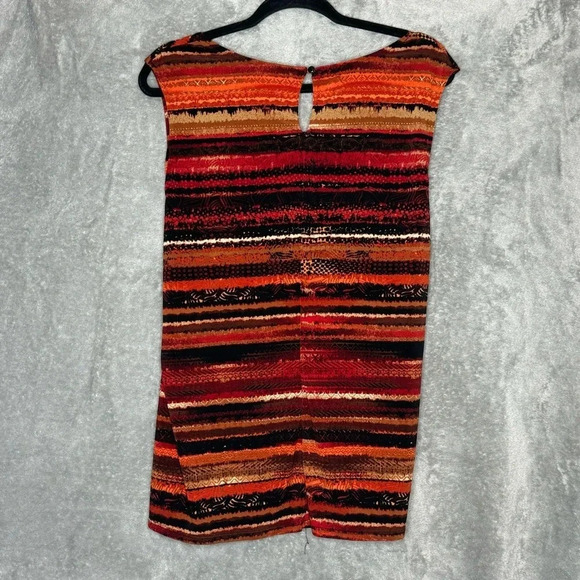 Dressbarn 2X Top Shirt Orange Striped Sleelevess Scoop Neck Stretch Embellished - Picture 4 of 8